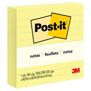 Post-it Notes im Großformat XL, Gelb, Liniert, 300 Blatt, 101 mm x 101 mm - Selbstklebende Notizzettel zum Notieren, für To-Do-Listen und als Erinnerung