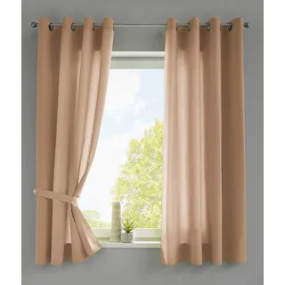 Gardinenbox Berlin Ösen 140 x 175 cm sand 2 St. inkl. 2 Raffhalter
