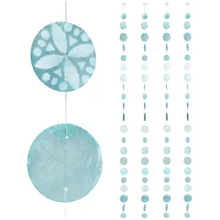 Relaxdays 4xCAPIZ-GIRLANDE , Naturmaterialen, Textil , 0.2 cm , Dekoration, Weihnachtsdekoration, Dekoblumen