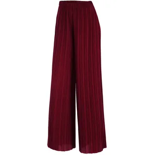 Lock and Love Damen Knöchel-/Maxi-Plissee-Hose mit weitem Bein Palazzo-Hose mit Kordelzug/Gummizug - Rot - S/M