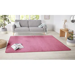 HANSE HOME Nasty Läufer – Flauschiger Kurzflor Teppich Einfarbig Unifarben für Esszimmer, Kinderzimmer, Flur, Schlafzimmer, Küche – Uni Rosa, Pink, 67x120cm