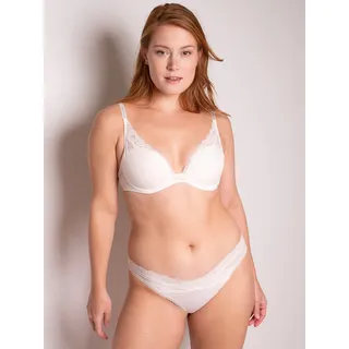 Bügel-BH PASSIONATA "BROOKLYN", Damen, Gr. 85, Cup F, talc, Obermaterial: 83% Polyamid, 17% Elasthan, BHs Bügel-BH, zarte, florale Spitze, dünne Schalen, glatte Cups, tiefes Dekolleté