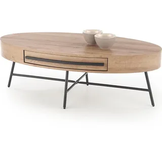 Halmar Oval Konferenztisch Carolina - goldene Eiche / Schwarz - Naturbelassen