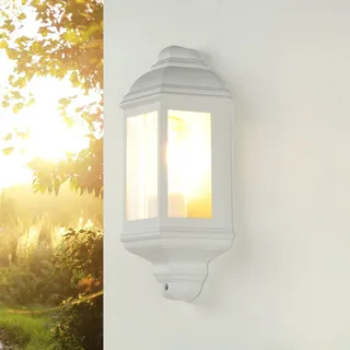 Außenleuchte Wand Garten IP44 Weiß E27 Maritim Aluminium Glas Wandlampe Außen