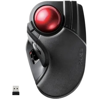 ELECOM 2,4 GHz kabellose Fingerbedienung, große Trackball-Maus, 8-Tasten-Funktion mit glatter Tracking, präziser optischer Gaming-Sensor, Handballenauflage (M-HT1DRBK)