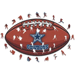 Iconic Puzzles, Dallas Cowboys Crest, 100% ökologisch nachhaltiges Holzpuzzle mit offizieller Lizenz, Größe S, 150 Teile