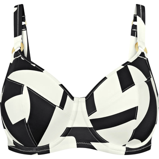 Bügel-Bikini-Top TRIUMPH "Summer Allure W 01", Damen, Gr. 40, Cup C, weiß (weiß, schwarz combination), Microfaser, Obermaterial: 77% Polyamid, 23% Elasthan, Bikini-Oberteile Bügel-Bikini-Top, Minimizer optische Verkleinerung, elegante Zierringe