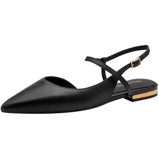 TAMARIS Damen Sling Pump mit Blockabsatz Leder, schwarz, 38 EU