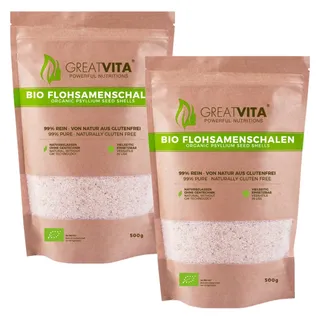 GreatVita Bio Flohsamenschalen 2x500gr Samen 1 kg