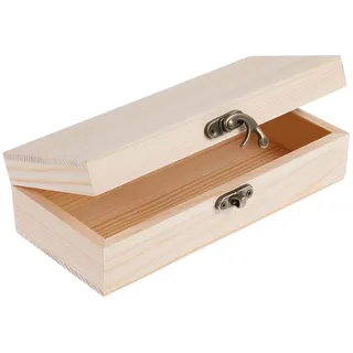 AHQiZFX Holzkiste mit Deckel,Aufbewahrungsbox Holz mit Klappdeckel,18x7.8x4.9cm Naturholz Box,Deko Holzbox mit Deckel & Frontverschluss,Erinnerungsbox,für Bastel- & Geschenkkiste Schmuckkästchen