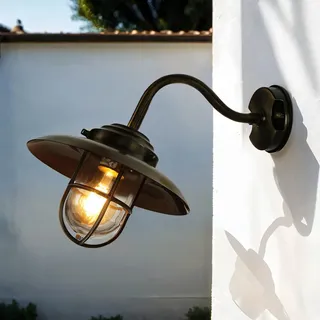 Wandleuchte Messing Glas IP43 rostfrei Maritimer Stil Außenlampe Balkon Haus Hof