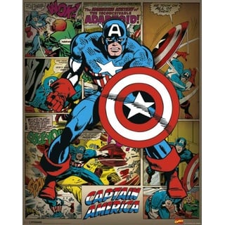 Marvel Comics Captain America Retro Comic Mini Poster Plakat Druck - Grösse 40x50 cm