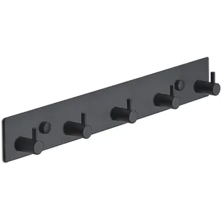 Brute Strength - Garderobenständer - 5 Haken - 32 cm - Edelstahl - Türhaken für Küche, Hakenleiste schwarz, Wandgarderobe, Bad, Wohnzimmer und Flur für Mützen, Schals, Handtaschen, Handtuchhaken