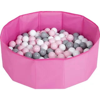 Petsona faltbare bällebad bällepool für hunde katzen 100 bälle rund katze kaninchen spielzeug haustiere hundepool tiere pool tragbar, pink:weiß/grau/puderrosa - Rosa, Weiß, Grau
