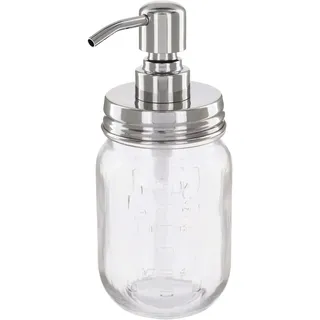 ALTGLAS Vintage Seifenspender aus Retro Mason Jar Einmach Glas im Landhaus Stil - 473 ml Nachfüllbar - mit 304 Edelstahl Pumpkopf Deckel (Silber Chrom)