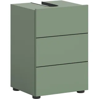 Waschbeckenunterschrank WELLTIME "BIEL, Breite: 38 cm, 1 Tür, 2 Fächer, Siphonausschnitt", smoke grün nachbildung, schwarz, B:38cm H:56cm, FSC-zertifizierter Holzwerkstoff, Schränke, Waschbeckenunterschrank, Waschbeckenunterschrank, Unterschrank, WBU, Badezimmer, Bad