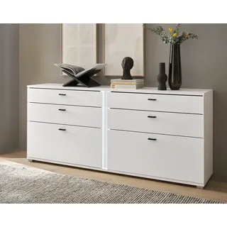 Sideboard "Bellport" weiß matt Kommode inkl. Front-LED und Soft-Close 200 cm - Weiß