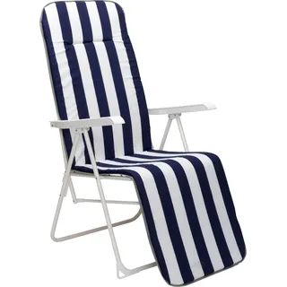 BEST Freizeitmöbel Chiemsee Relaxliege 58 x 75 x 108 cm weiß/Dessin 0268 inkl. Auflage klappbar