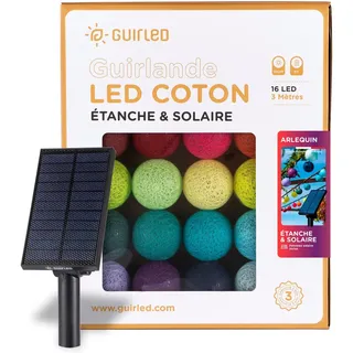 GuirLED - Außengirlande mit Lichtkugeln LED-Guinguette - Wasserdicht IP55 - Hocheffizientes Solarpanel - Automatisches EIN/AUS - 16 Kugeln 3 m- Arlequin