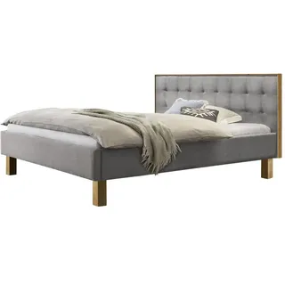 Hasena Polsterbett Noah Eiche bright | Stoff grau 180x200 - Grau