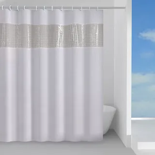Gedy G-Spiraglietta 240 x 200 cm, aus PES, 100% wasserdicht, weiße und transparente Oberfläche, Design R&S, Duschvorhang mit 12 Ringen, 2 Jahre Garantie, einzigartig