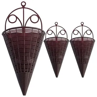 Milisten Rattan Hängender Wandkorb Für Orchideen 12.40X5.51X2.76 Zoll 3Er Set Dekorativer Hängender Pflanzer Für Küche Balkon Garten Rustikaler Aufbewahrungskorb