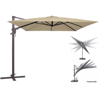 Madison MONACO FLEX Alu-Ampelschirm - neig- und drehbar natur/ecru 300x300cm quadratisch
