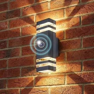 LASIDE Aussenleuchte Aussenlampe Wand mit Dämmerungsschalter, GU10 Anthrazit Aluminium Up and Down Außenlampe Außenleuchte, IP65 Wasserfest Wandlampe Wandleuchte Lampe Aussen Außen Leuchte