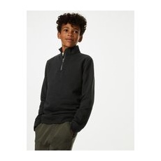 Boys M&S Collection Cotton Rich Half Zip Sweatshirt (6-16 Yrs) - Black, Black - 6-7 Y