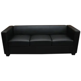 Mendler 3er Sofa Couch Loungesofa Lille ~ Leder, schwarz