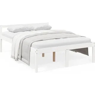 vidaXL Seniorenbett Weiß 120x190 cm Massivholz Kiefer - Weiß
