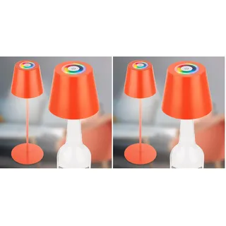 BRILONER - 3 in 1 RGBW LED Tischlampe kabellos IP44 mit Touch, dimmbar, Akku & Lichtquelle tauschbar, Nachttischlampe, Leselampe, LED Lampe, Campinglampe, Tischleuchte, Akku Lampe, 36x12 cm, Orange