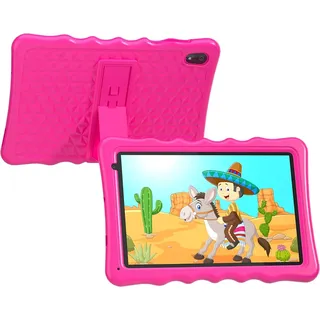 Kinder-Tablet, 10,1 Zoll Android 13 Tablet für Kinder, 6 GB RAM 32 GB ROM 5000 mAh Akku, Kleinkind-Tablets mit Bluetooth, WLAN, Kindersicherung, Dual-Kamera, stoßfeste Hülle (Rosa)