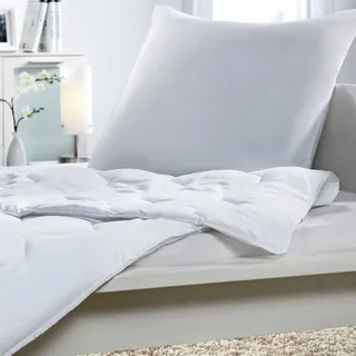 Sommer-Bettenset 2-Tlg. Bettdecke 135x200cm und Kopfkissen 80x80cm, Kissen und Decke für Allergiker geeignet bei 60°C maschinenwaschbar - Weiß