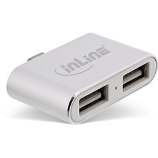 Bild Mini USB 2.0 Hub, USB C Stecker auf 2x USB A Buchse, silber