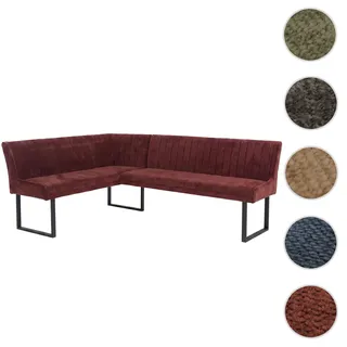 Eckbank HWC-O82, Esszimmerbank Bank, Öko-Tex (310g/m2) Chenille Stoff/Textil Metall 159x210cm ~ rot