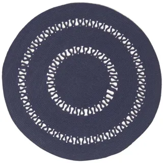 Homescapes Geflochtener Teppich rund 90 x 90 cm Blau