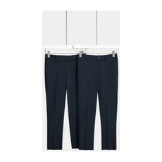 M&S Collection Lot de 2pantalons filles skinny, parfaits pour l'école (du 2 au 18ans) - Navy, Navy - 5-6 Y