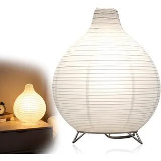 GOMETY Papier Tischlampe, 24x23cm Kreative Reispapier Lampe, Stehlampe Papier Nachttischlampe Dekorative Tischlampe Minimalistische Art Stimmungslicht für Wohnzimmer Schlafzimmer Restaurant(Weiß)
