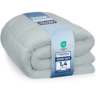 Utopia Bedding Sommerdecke 135 x 200 cm, Bettdecke Ohne Bezug Hellgrau