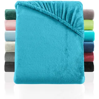 BaSaTex Cashmere Touch Plüsch Premium Kinder Spannbettlaken - SUPER Soft Flauschiges Winter Spannbetttuch Nicky Teddy - wärmendes Bettlaken | 70x140 cm | Farbe: Petrol
