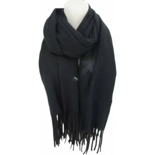 Winter Damen Schal Cashmera » Fransenschal Soft Feeling » Winterschal 180x72 cm » Damenschal mit Blume [Schwarz]