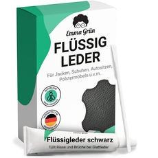 Bild Emma Grün® Flüssigleder Reparatur Set Schwarz [1x7ml] - Leder Kratzer entfernen für Risse & Löcher - Leder Reparatur Set - Lederpflege Set für Sofa & Autositze - Kunstleder Reparaturset