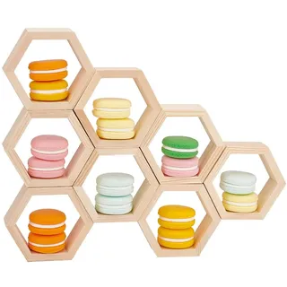 PH PandaHall 10 Stück Waben Cupcake Ständer Wabenregale Sechseckige Kuchen Display Halter Schwimmendes Holz Tischschild Mit 30 Stück Klebeband Für Babyparty Geburtstagsfeier