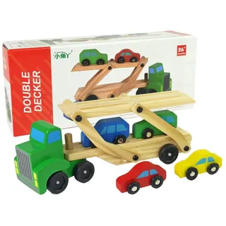 Grüner Holz-Abschleppwagen mit Auto-Bausteinen