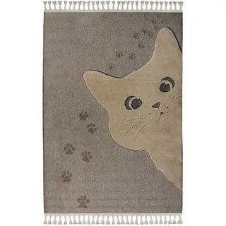 Kinderteppich KAYOOM "Modena 421", taupe, B:120cm H:11mm L:170cm, Polypropylen, Teppiche, Kinderteppich, auch in rund, Kurzflor, Hoch Tief, mit Fransen