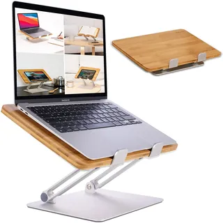 HENNEZ Laptop Ständer Holz höhenverstelbar - Notebook Ständer/MacBook Ständer - Laptop Halterung , Erhöhung für Schreibtisch - Laptop Ständer