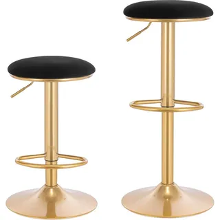 WOLTU 2er Set Barhocker Barstuhl mit Fußstütze ergonomischer höhenverstellbar Tresenhocker, Schwarz - Schwarz