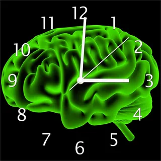 Wallario Design Wanduhr Menschliches Gehirn in leuchtend grüner Farbe aus Echtglas, Größe 30 x 30 cm - Grün