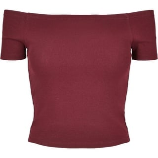 URBAN CLASSICS Off Shoulder Rib Tee (TB1500-02243-0042) (Redwine